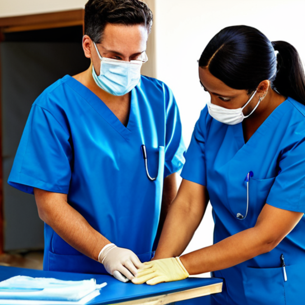 Global Healthcare Heroes in Action**
A diverse team of professional healthcare workers, including doctors and nurses, in clean, modest, and appropriate medical protective gear, meticulously attending to a patient in a modern, well-equipped field clinic. The setting conveys an organized international aid effort in a bright, rural environment, with medical supplies visible. The focus is on professionalism, compassionate care, and global collaboration. Full shot, realistic photography, high quality. Fully clothed, modest clothing, appropriate attire, professional dress, safe for work, appropriate content, perfect anatomy, correct proportions, natural pose, well-formed hands, proper finger count, natural body proportions.

**