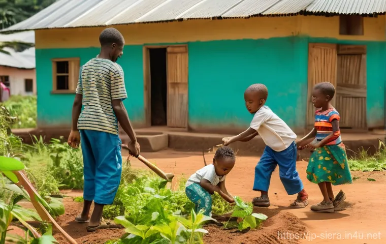 시에라리온 어네스트 바이 코로마 - A scene depicting the aftermath of a contentious election in Sierra Leone. A diverse group of Sierra...